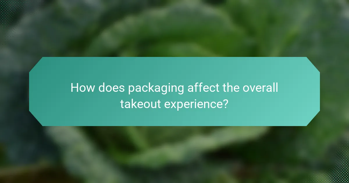 How does packaging affect the overall takeout experience?